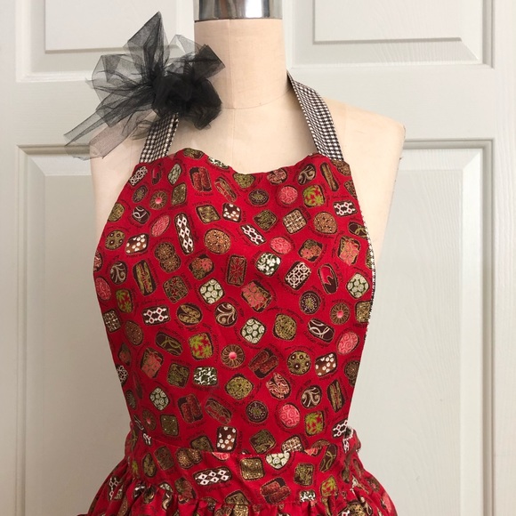 NEW Pinafore Apron Hostess Novelty Reversible Cottage Core Custom Made Sz L - Picture 2 of 16